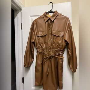 Faux leather brown dress.